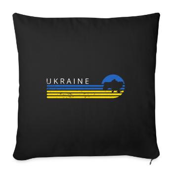 Drapeau Ukraine Retro Vintage Kiev Usagé Look - Housse de coussin décorative 45 x 45 cm - noir - Devant