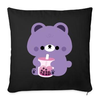 Ours boba violet - Housse de coussin décorative 45 x 45 cm - noir - Devant