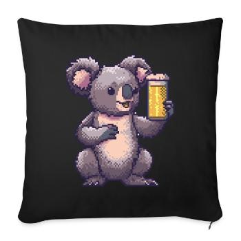 Bière Koala Pixel - Housse de coussin décorative 45 x 45 cm - noir - Devant