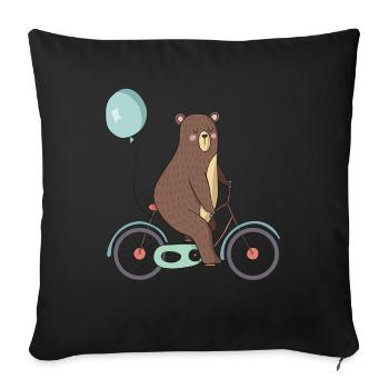 Ours sur un vélo - Housse de coussin décorative 45 x 45 cm - noir - Devant