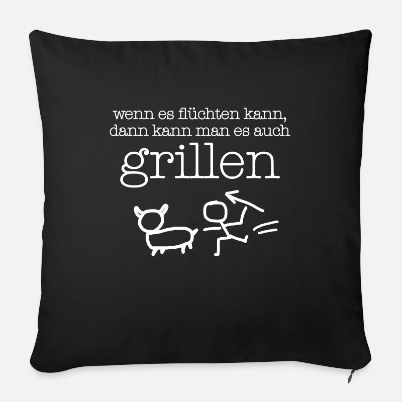 Grillen Griller Grill Grillfleisch - Sofakissenbezug 45 x 45 cm - Schwarz