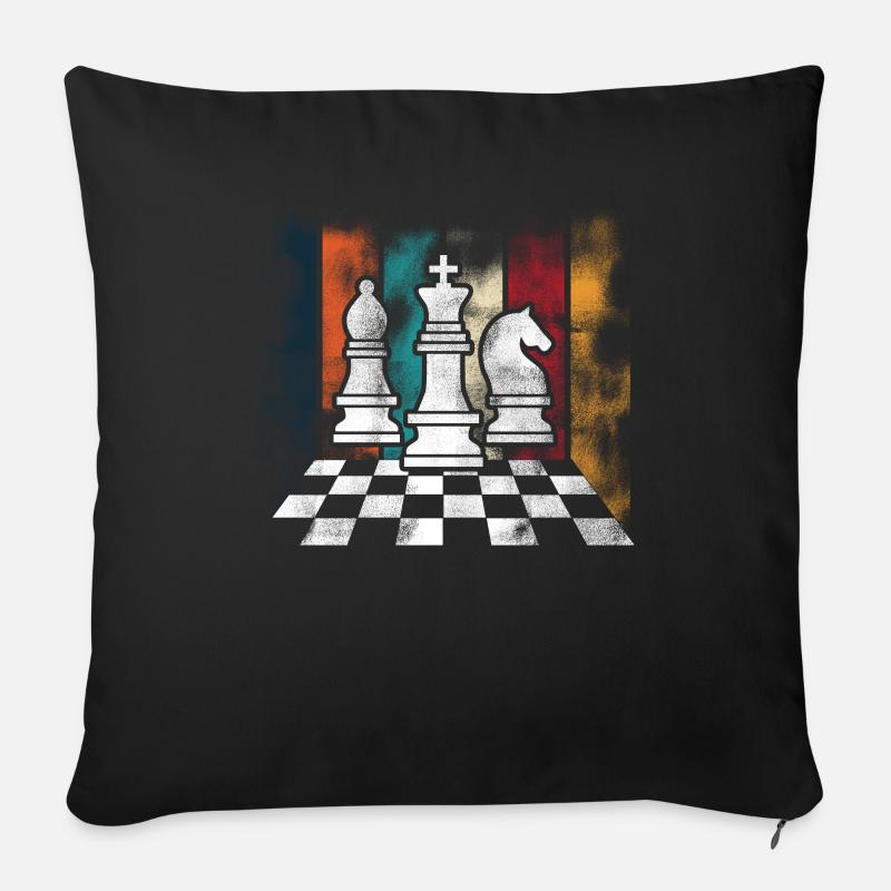Retro Schach Chess Schachbrett - Sofakissenbezug 45 x 45 cm - Schwarz