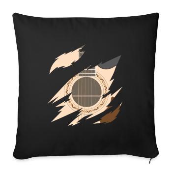 Joueur de guitare guitare acoustique - Housse de coussin décorative 45 x 45 cm - noir - Devant