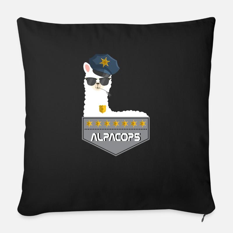 Alpaka Polizei Aplaca Cop Alpacops - Sofakissenbezug 45 x 45 cm - Schwarz
