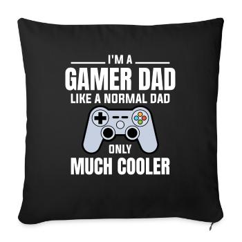 Gamer Dad - père de joueur - Housse de coussin décorative 45 x 45 cm - noir - Devant