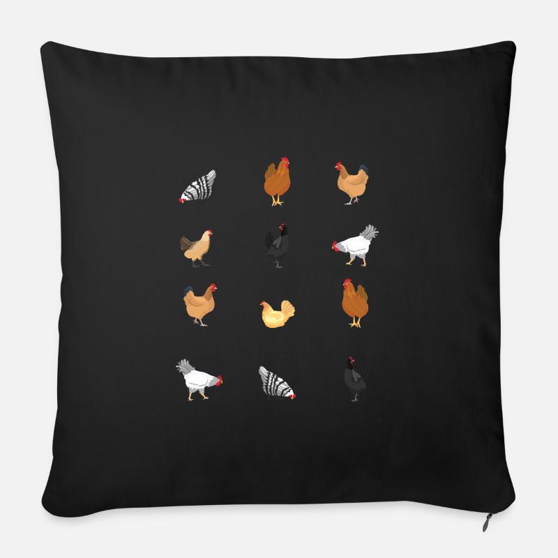 Hühner Huhn Liebhaber Bauernhof Hühnerstall - Sofakissenbezug 45 x 45 cm - Schwarz