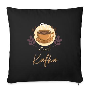 Bücherwurm Zuerst Kafka Kaffeetasse Lyrik - Sofakissenbezug 45 x 45 cm - Schwarz - Vorne