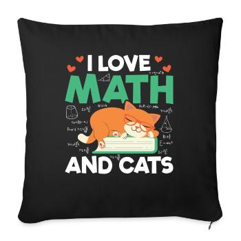 J'aime les mathématiques et les chats Mathématiques Formule d'amant de chat - Housse de coussin décorative 45 x 45 cm - noir - Devant