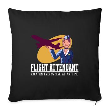 Flight Attendant Vacation Everywhere - Housse de coussin décorative 45 x 45 cm - noir - Devant