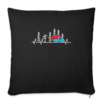 Camping camper settling cabin heartbeat - Sofa pillowcase 17,3'' x 17,3'' (45 x 45 cm) - black - Front