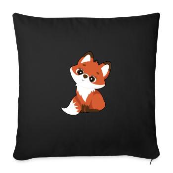 Niedlicher Fuchs mit großen Augen Fox - Sofakissenbezug 45 x 45 cm - Schwarz - Vorne