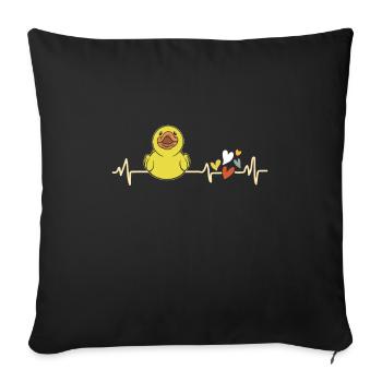 Ente Herzschlag mit Herzchen Duck Entchen Entlein - Sofakissenbezug 45 x 45 cm - Schwarz - Vorne