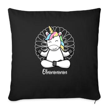 Méditation Licorne - Yoga Licorne - Housse de coussin décorative 45 x 45 cm - noir - Devant