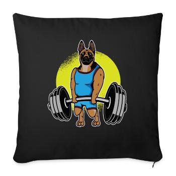 Malinois belge Haltérophilie I Deadlift Fitness - Housse de coussin décorative 45 x 45 cm - noir - Devant