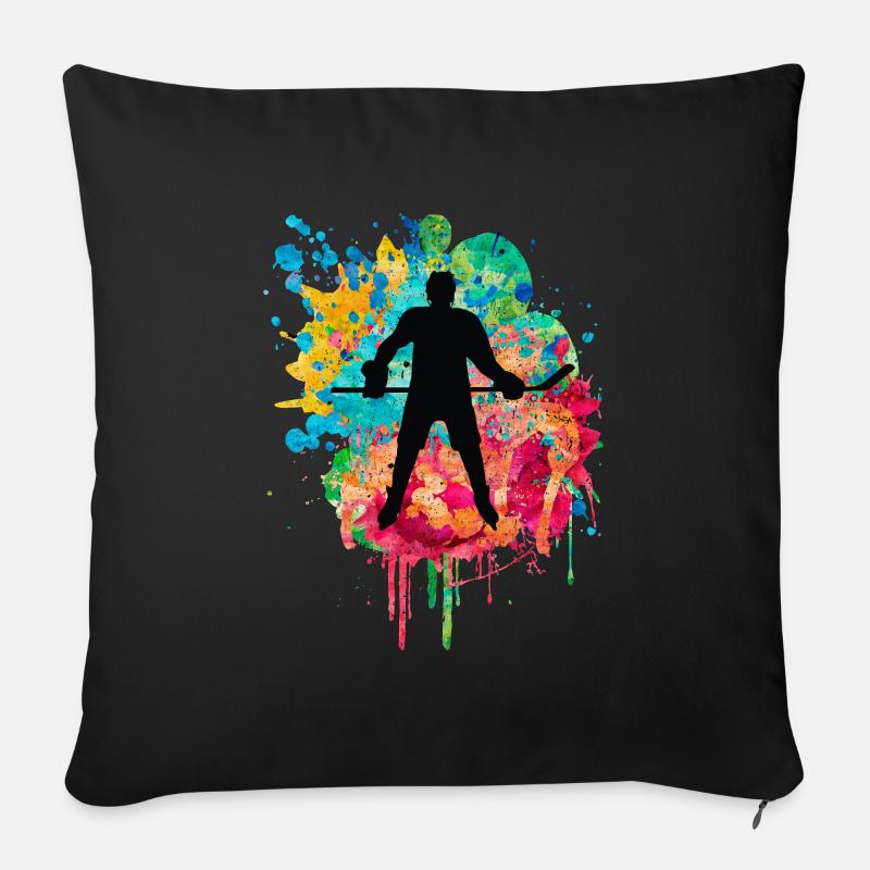 Eishockey Spieler - Sofakissenbezug 45 x 45 cm - Schwarz