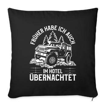 Geländewagen Offroad Allradantrieb Reisefahrzeug - Sofakissenbezug 45 x 45 cm - Schwarz - Vorne