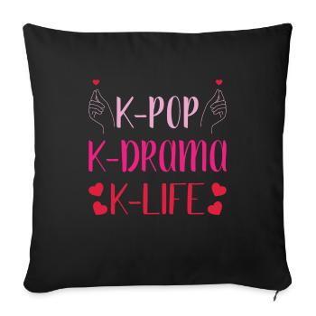 Kdrama K-Drame K Drame Séoul Kpop K-Pop Hallyu - Housse de coussin décorative 45 x 45 cm - noir - Devant