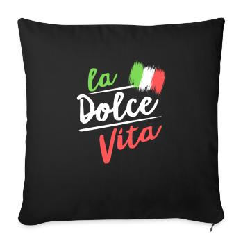 la dolce vita I drapeau italien - Housse de coussin décorative 45 x 45 cm - noir - Devant