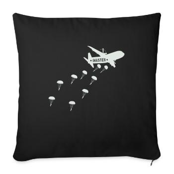 Saut d’avion Parachutiste Jumpmaster - Housse de coussin décorative 45 x 45 cm - noir - Devant