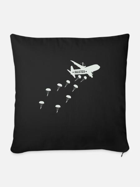 Fallschirmjäger Jumpmaster Flugzeug Absprung - Sofakissenbezug 45 x 45 cm - Schwarz