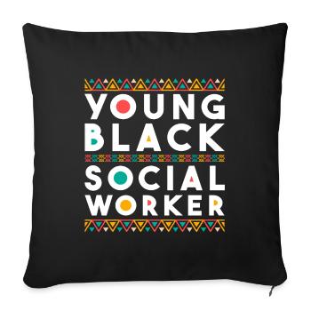 Mois du travail social à l’école Africain - Housse de coussin décorative 45 x 45 cm - noir - Devant