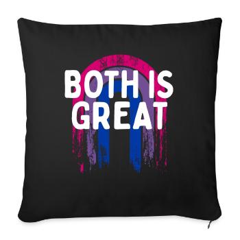 Les deux est super bisexuel LGBTQ bi fierté pansexuelle - Housse de coussin décorative 45 x 45 cm - noir - Devant