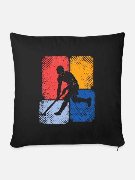 Hockeyspieler Feldhockey Spieler Jungen Hockey - Sofakissenbezug 45 x 45 cm - Schwarz