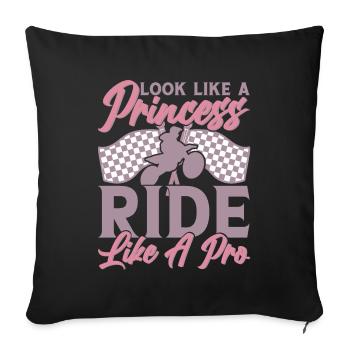 Motocross Filles Motocross Tout-terrain Dirt Bike - Housse de coussin décorative 45 x 45 cm - noir - Devant