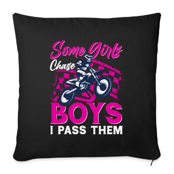 Motocross Filles Motocross Tout-terrain Dirt Bike - Housse de coussin décorative 45 x 45 cm - noir - Devant