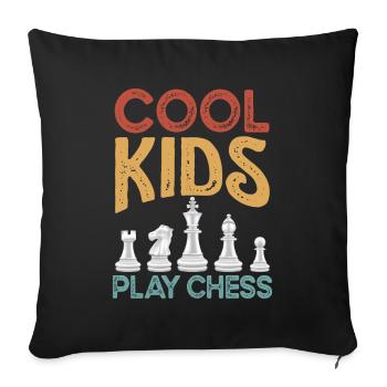 Schach Figuren Schachbrett Schachspieler Schach - Sofakissenbezug 45 x 45 cm - Schwarz - Vorne