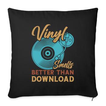 Platine vinyle vinyle rétro collection - Housse de coussin décorative 45 x 45 cm - noir - Devant