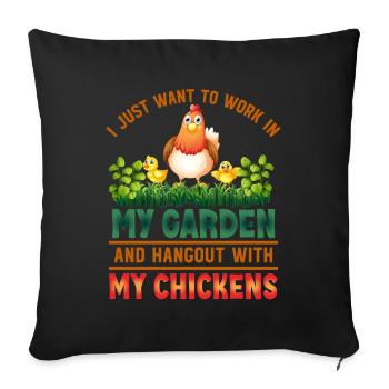 Jardinage Poulets Fermier Poulets Amoureux Jardin - Housse de coussin décorative 45 x 45 cm - noir - Devant
