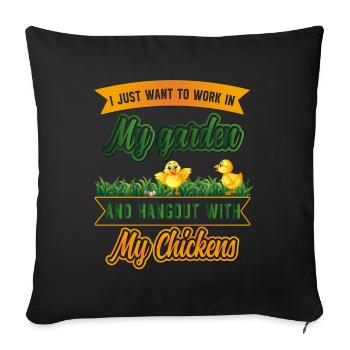 Jardinage Poulets Fermier Poulets Amoureux Jardin - Housse de coussin décorative 45 x 45 cm - noir - Devant