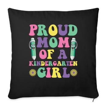 Fière maman d’une fille de maternelle! Fille - Housse de coussin décorative 45 x 45 cm - noir - Devant