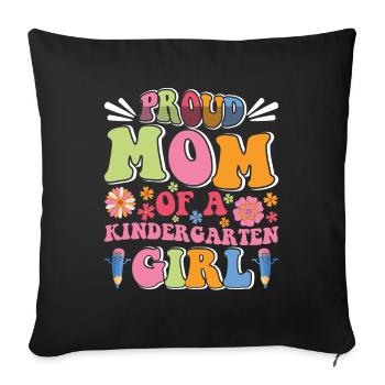 Fière maman d’une fille de maternelle! Fille - Housse de coussin décorative 45 x 45 cm - noir - Devant