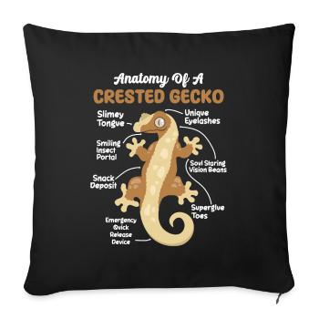 Crown Gecko Reptile Gecko Terrarium Pet - Housse de coussin décorative 45 x 45 cm - noir - Devant