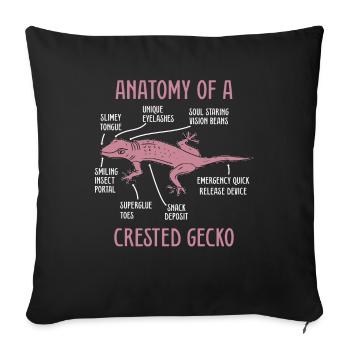 Crown Gecko Reptile Gecko Terrarium Pet - Housse de coussin décorative 45 x 45 cm - noir - Devant