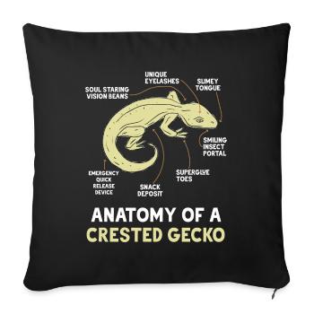 Crown Gecko Reptile Gecko Terrarium Pet - Housse de coussin décorative 45 x 45 cm - noir - Devant