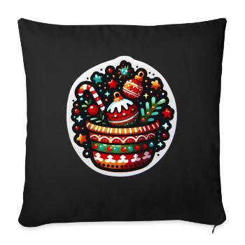 Friandises de Noël - Housse de coussin décorative 45 x 45 cm - noir - Devant