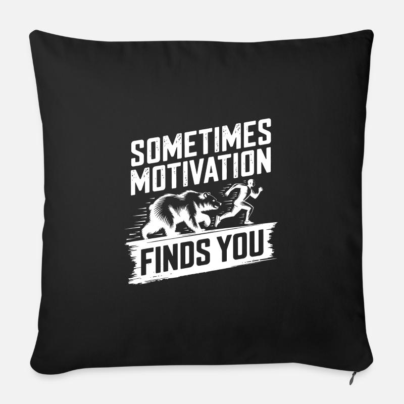 Parfois, la motivation vous trouve ! Jogging de course - Housse de coussin décorative 45 x 45 cm - noir