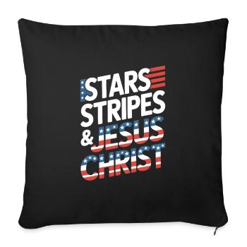 American Believer Christian July 4th Jesus - Sofa pillowcase 17,3'' x 17,3'' (45 x 45 cm) - black - Front