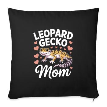 Léopard Gecko Maman Léopards Gecko Reptiles - Housse de coussin décorative 45 x 45 cm - noir - Devant