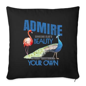 Admire Someone Else's Beauty ➢ Flamingo Peacock - Sofa pillowcase 17,3'' x 17,3'' (45 x 45 cm) - black - Front