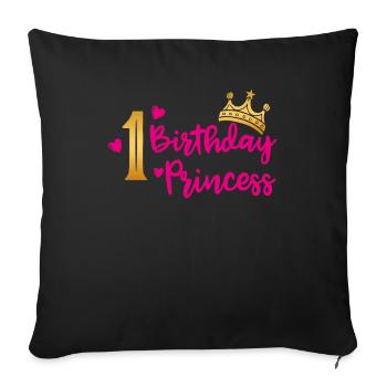 Anniversaire Princesse 1er anniversaire fille cadeau - Housse de coussin décorative 45 x 45 cm - noir - Devant