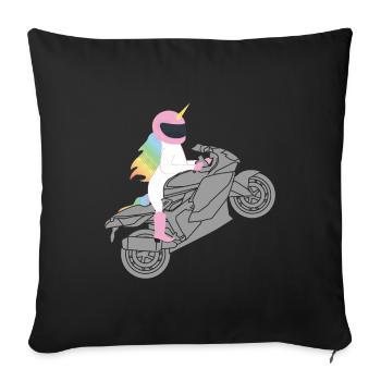 Motorbike Riding Unicorn Cute Cool Biker Gift - Sofa pillowcase 17,3'' x 17,3'' (45 x 45 cm) - black - Front