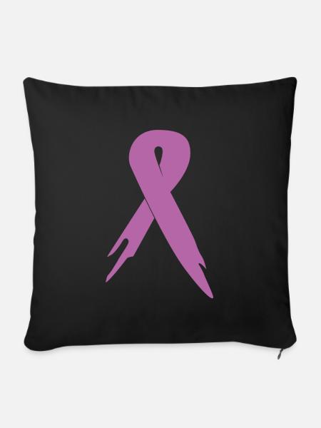 Krebs Schleife Shirt Geschenk - Sofakissenbezug 45 x 45 cm - Schwarz