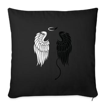 Ange ailes ange diable t-shirt cadeau femme - Housse de coussin décorative 45 x 45 cm - noir - Devant