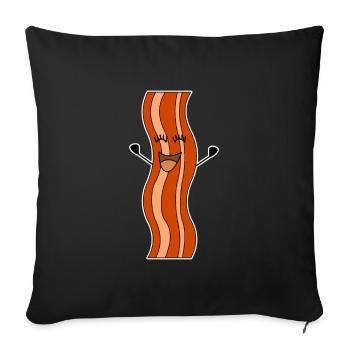 Bacon Bacon Bacon Strip Cheerful gift shirt - Sofa pillowcase 17,3'' x 17,3'' (45 x 45 cm) - black - Front