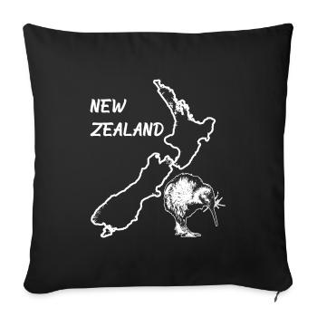 New Zealand Country Map And Kiwi Bird - Sofa pillowcase 17,3'' x 17,3'' (45 x 45 cm) - black - Front