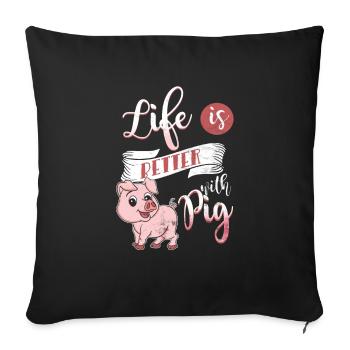 porc - Housse de coussin décorative 45 x 45 cm - noir - Devant